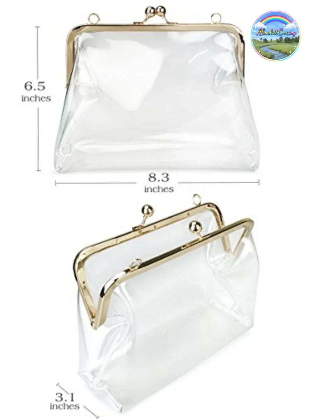 Transparent PVC Kiss Lock Chain Cross Body Bag Clutch